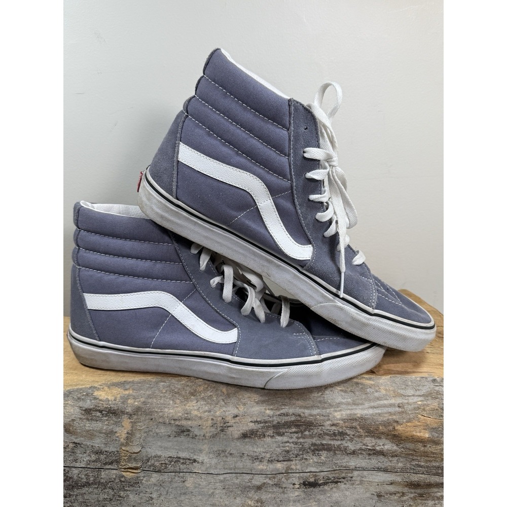 Vans Sk8-Hi Mens 12 Gray White Athletic Casual Skate Shoes Sneakers Streetwear - Picture 4 of 7